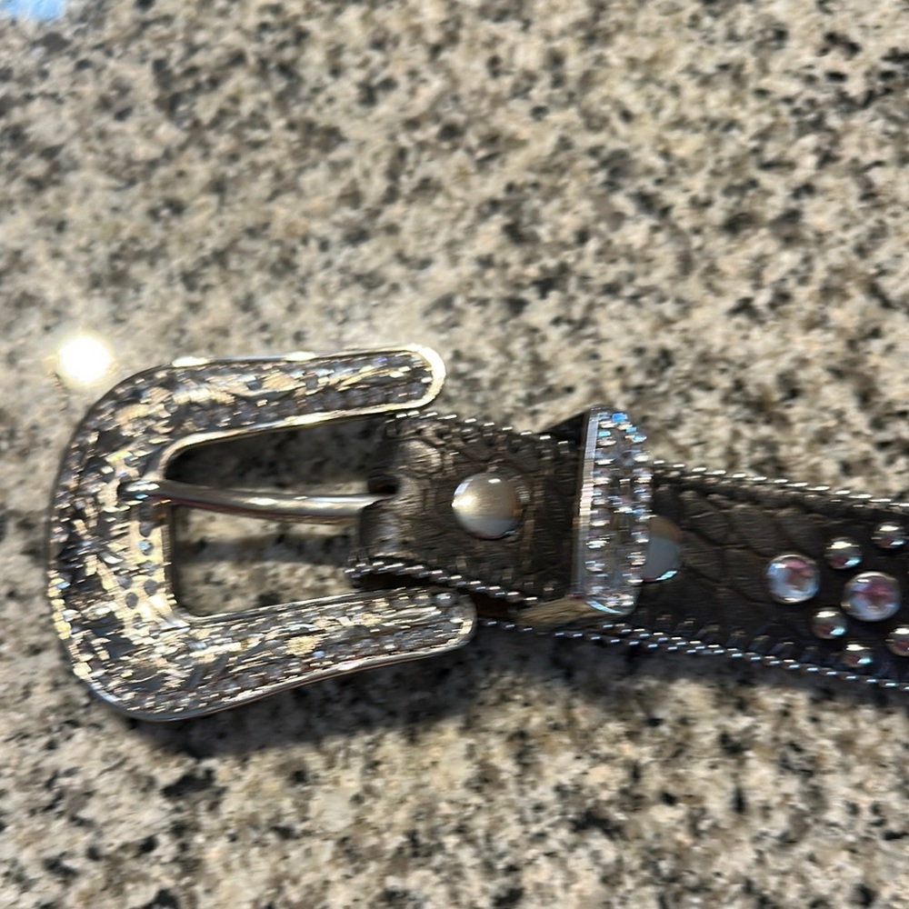 Black Studded Belt with Silver Buckle